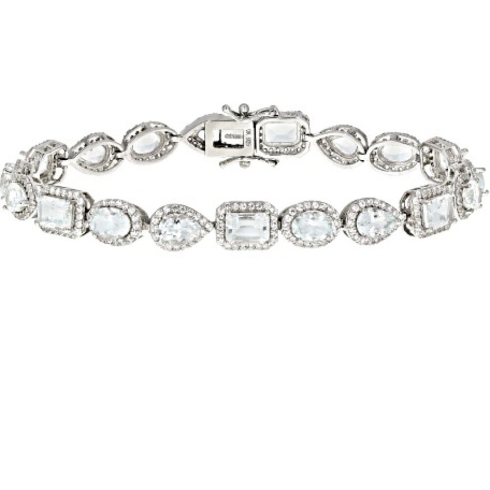 Blue Aquamarine Sterling Silver Bracelet 14.80ctw